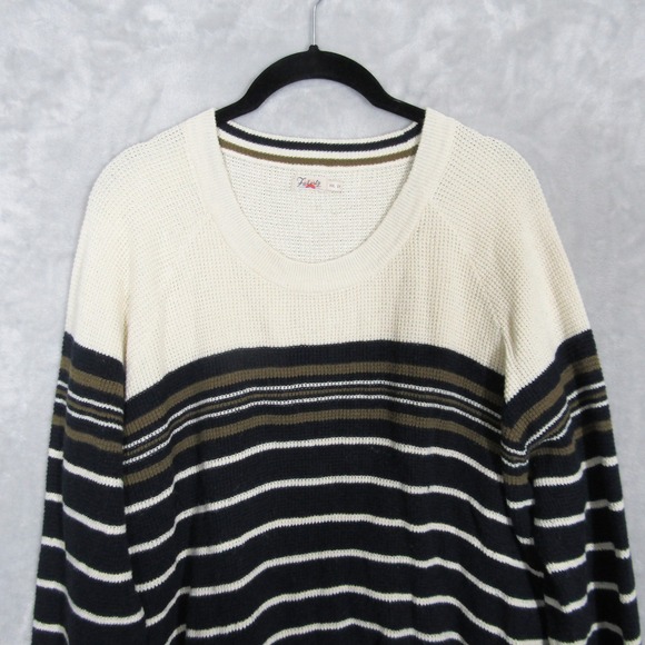 Faherty XXL Womens Crew Neck Striped Pullover Sweater Organic Cotton Cashmere - Picture 5 of 10